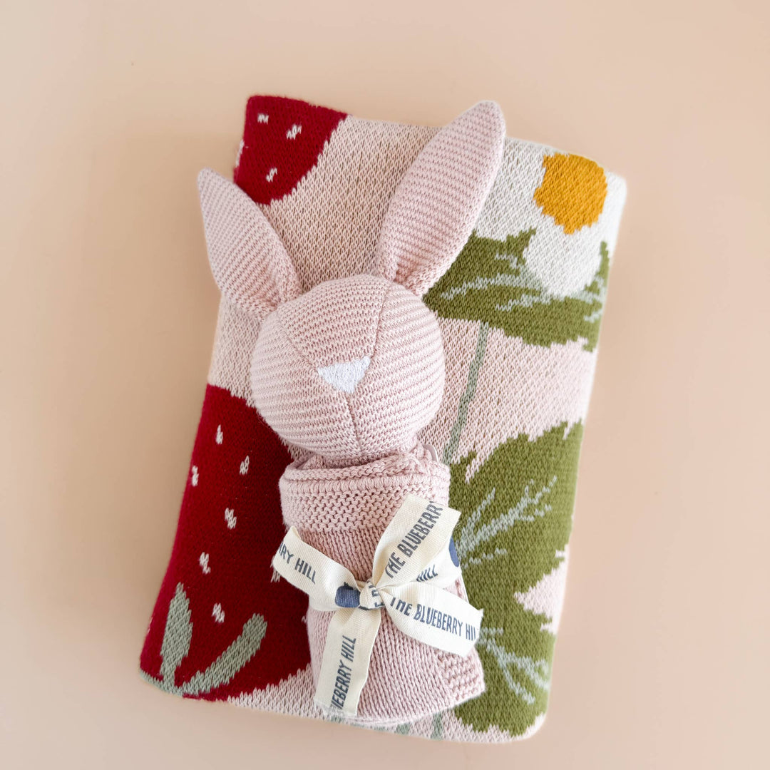 The Blueberry Hill - Bunny Lovey Pink Baby Gift Blanket Toy Spring Summer
