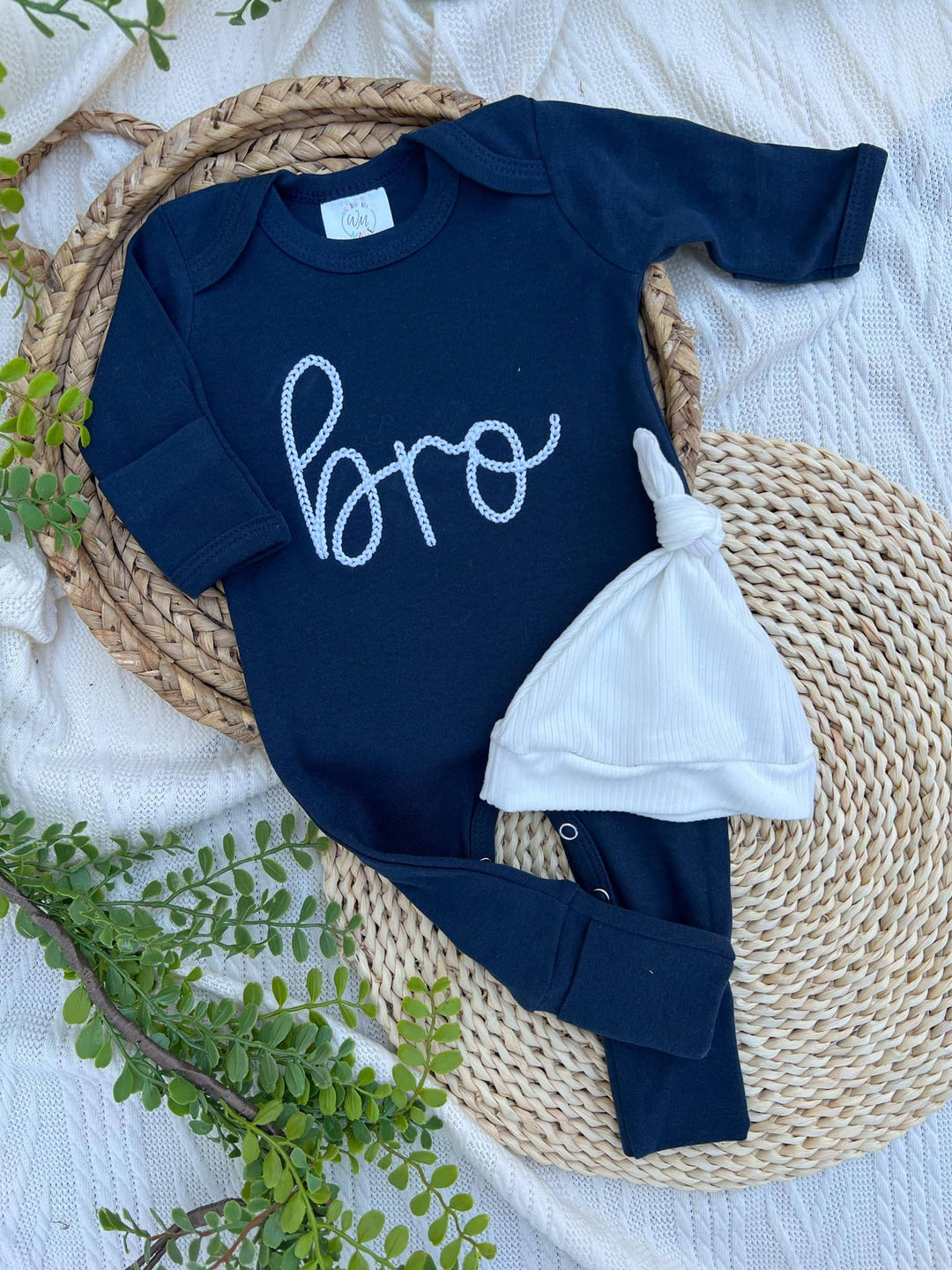 Wonderfully Made - Baby Boy Outift | Navy Blue Romper Bro