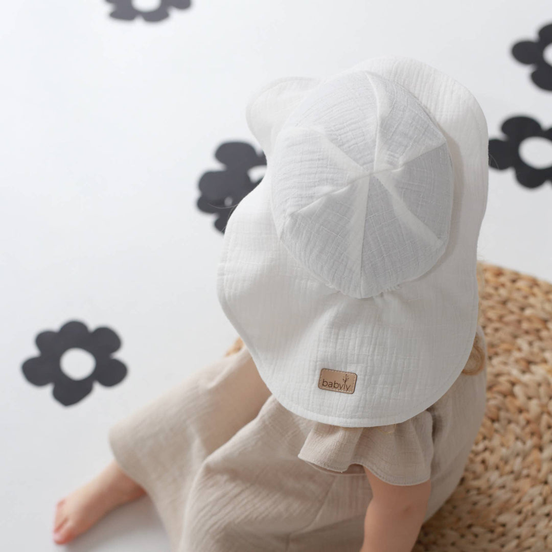 BABYLY - Muslin kids baby hat -summer sun bucket hat for kids