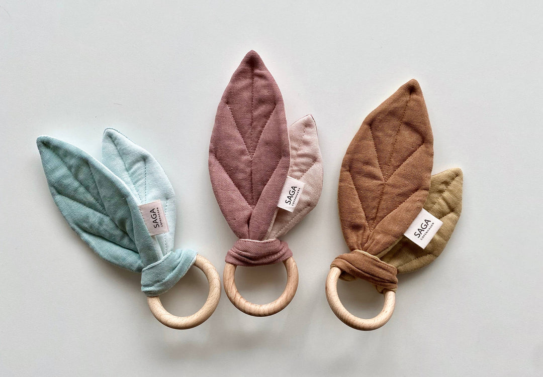 Saga Copenhagen - Baby Toys - Teething Ring- Mix Almond - Organic Cotton