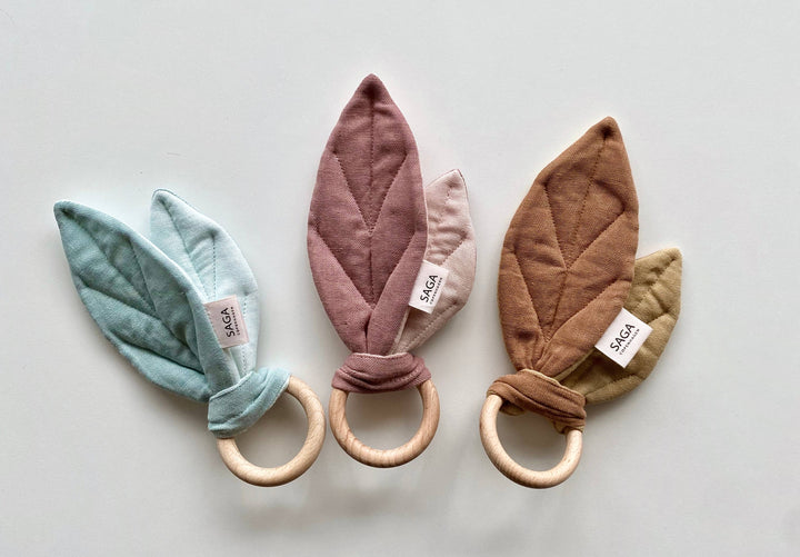 Saga Copenhagen - Baby Toys - Teething Ring- Mix Almond - Organic Cotton
