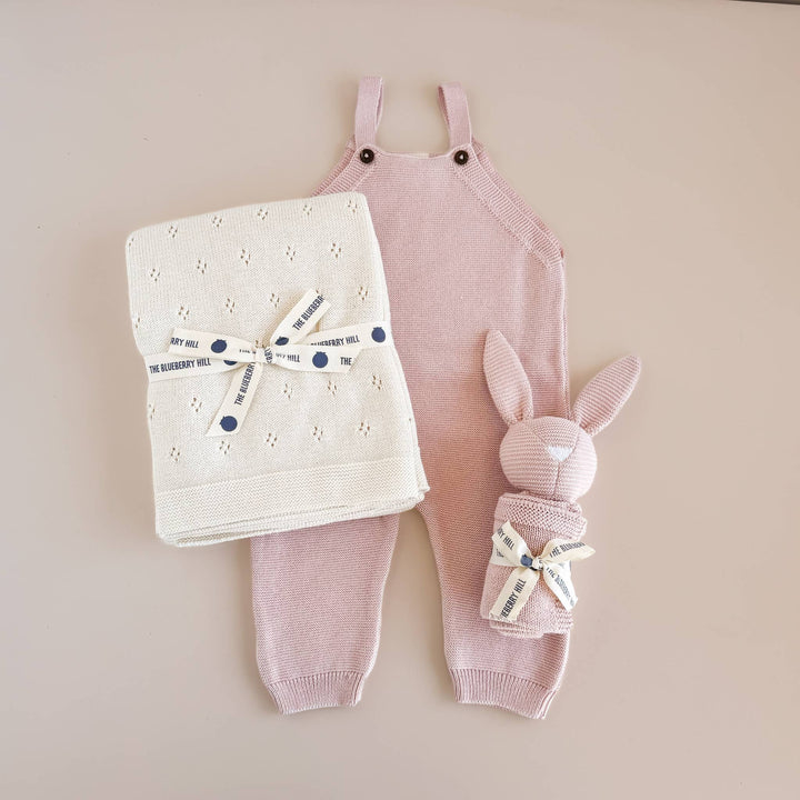 The Blueberry Hill - Bunny Lovey Pink Baby Gift Blanket Toy Spring Summer