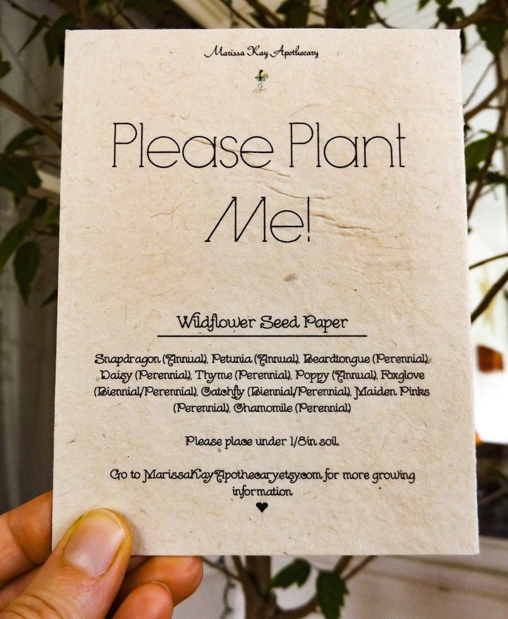Marissa Kay Apothecary - Seed Paper Cards || Blank Or Personalized Insert