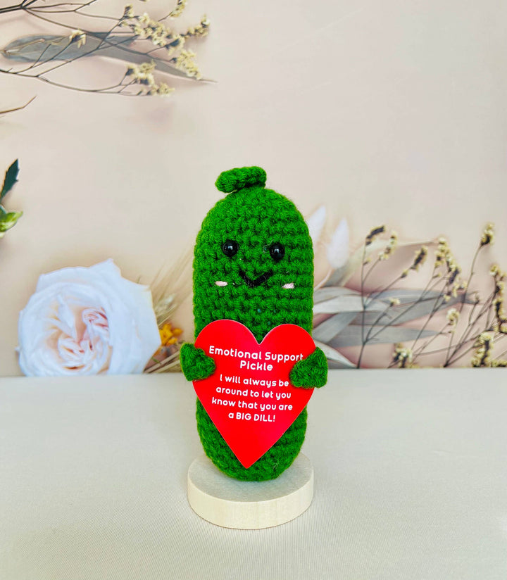 TOMOPOD LLC - Crochet Emotional Support Desk Buddy, Pickle/Coffee/Bean