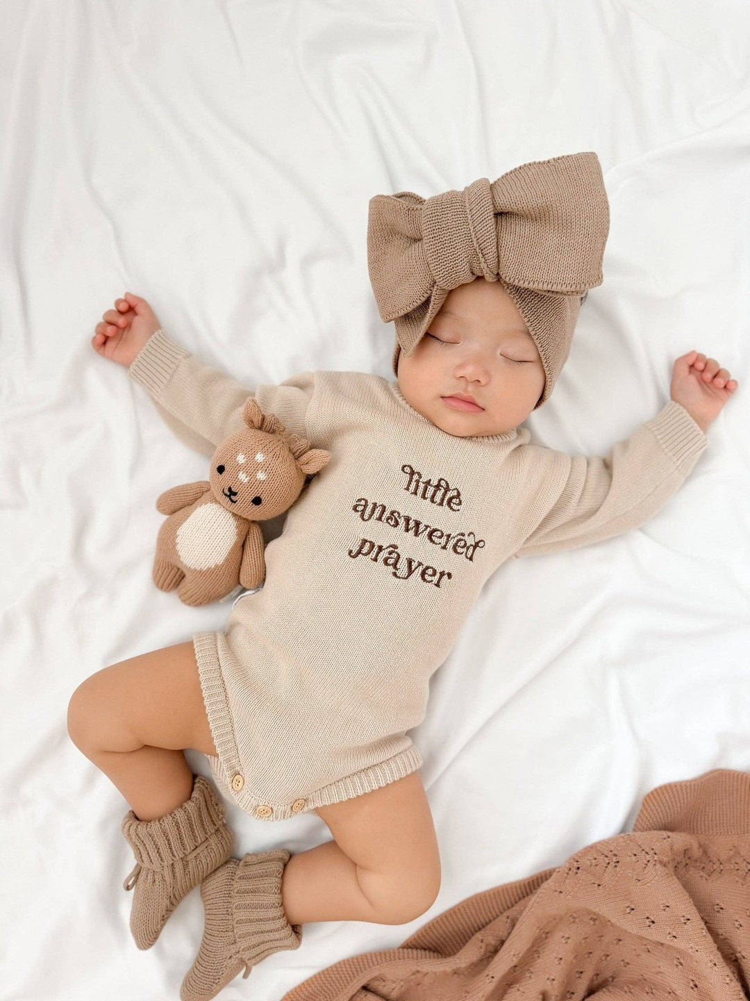 Brave Little Lamb the Label - Little Answered Prayer Romper | Stone