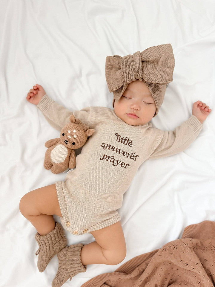 Brave Little Lamb the Label - Little Answered Prayer Romper | Stone