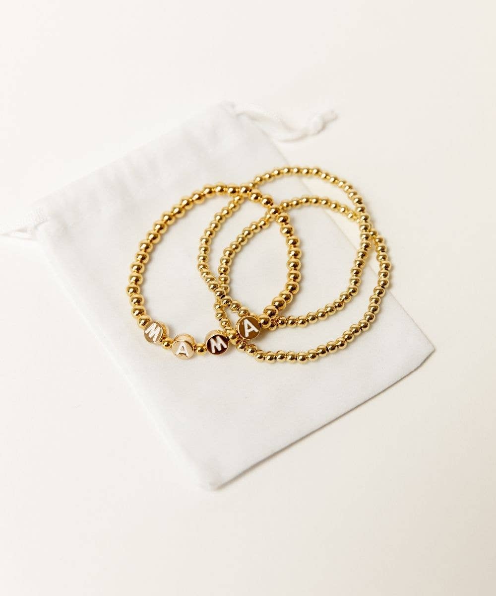 a Sunflower Motherhood - Mama Bracelet Set | 18K Gold Plated Set of 3 for Mom