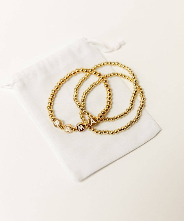 a Sunflower Motherhood - Mama Bracelet Set | 18K Gold Plated Set of 3 for Mom