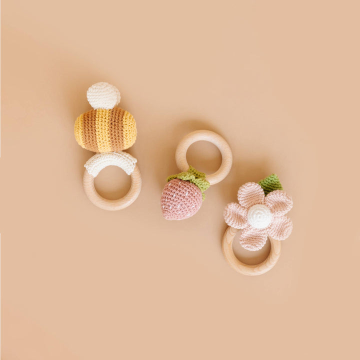 Bee Crocheted Rattle Teether for Baby