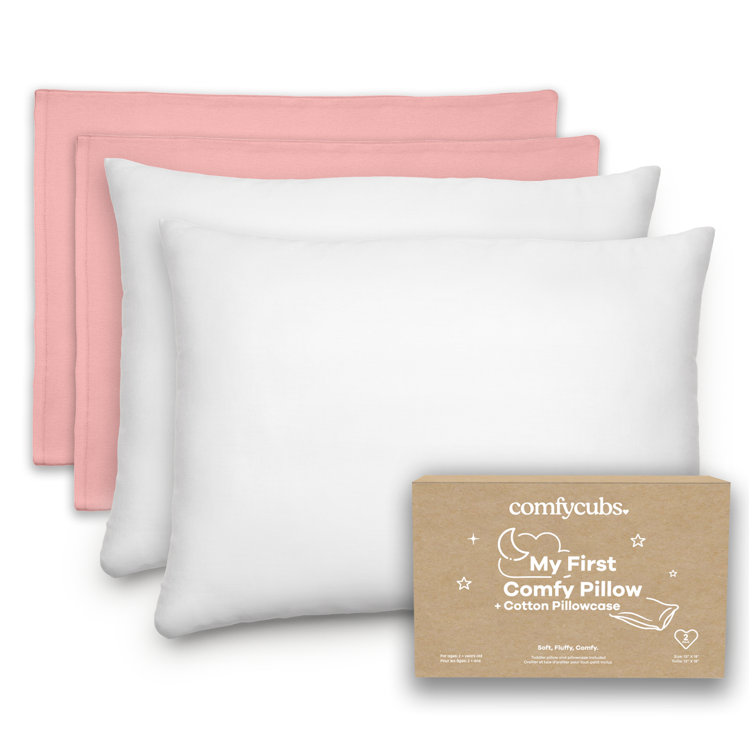 Comfy Cubs - Toddler Pillow with Soft Cotton and Muslin Cotton Pillowcase