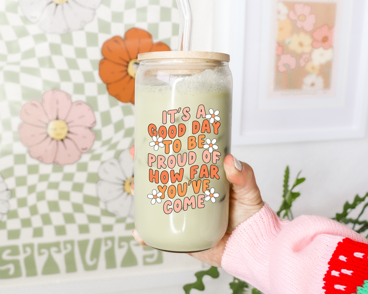 Boho + Babe - Good Day 16 oz Glass Cup with Bamboo Lid