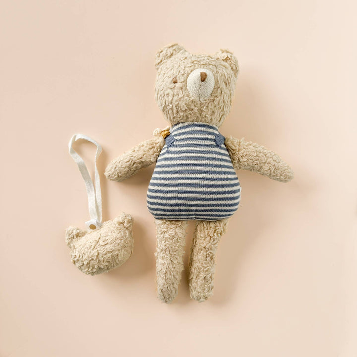 The Blueberry Hill - Bear Sherpa Plush Baby Pacifier Binky Clip Holder Fall Gift