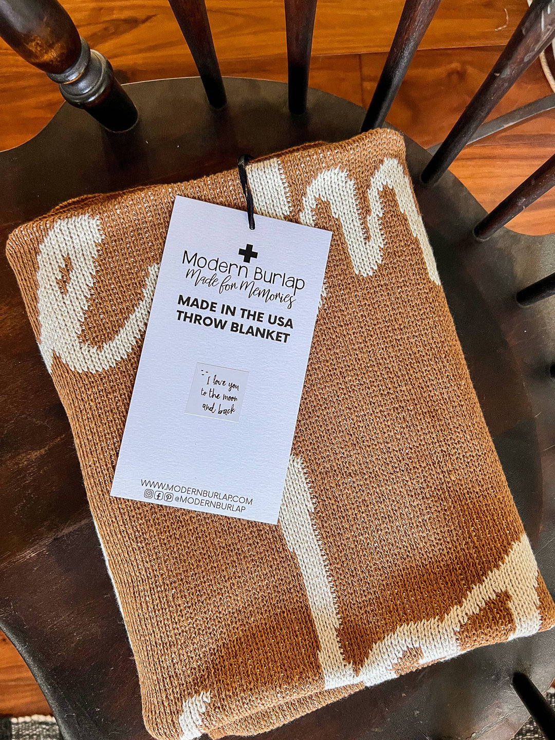 Modern Burlap - Made in the USA | To the moon and back Throw Blanket
