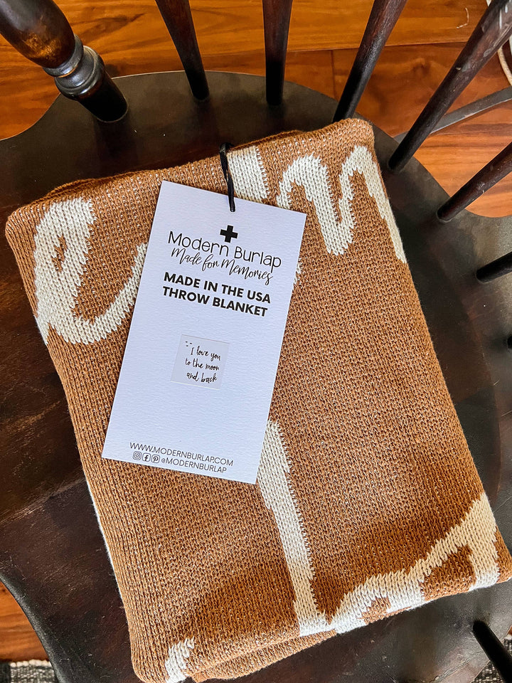 Modern Burlap - Made in the USA | To the moon and back Throw Blanket
