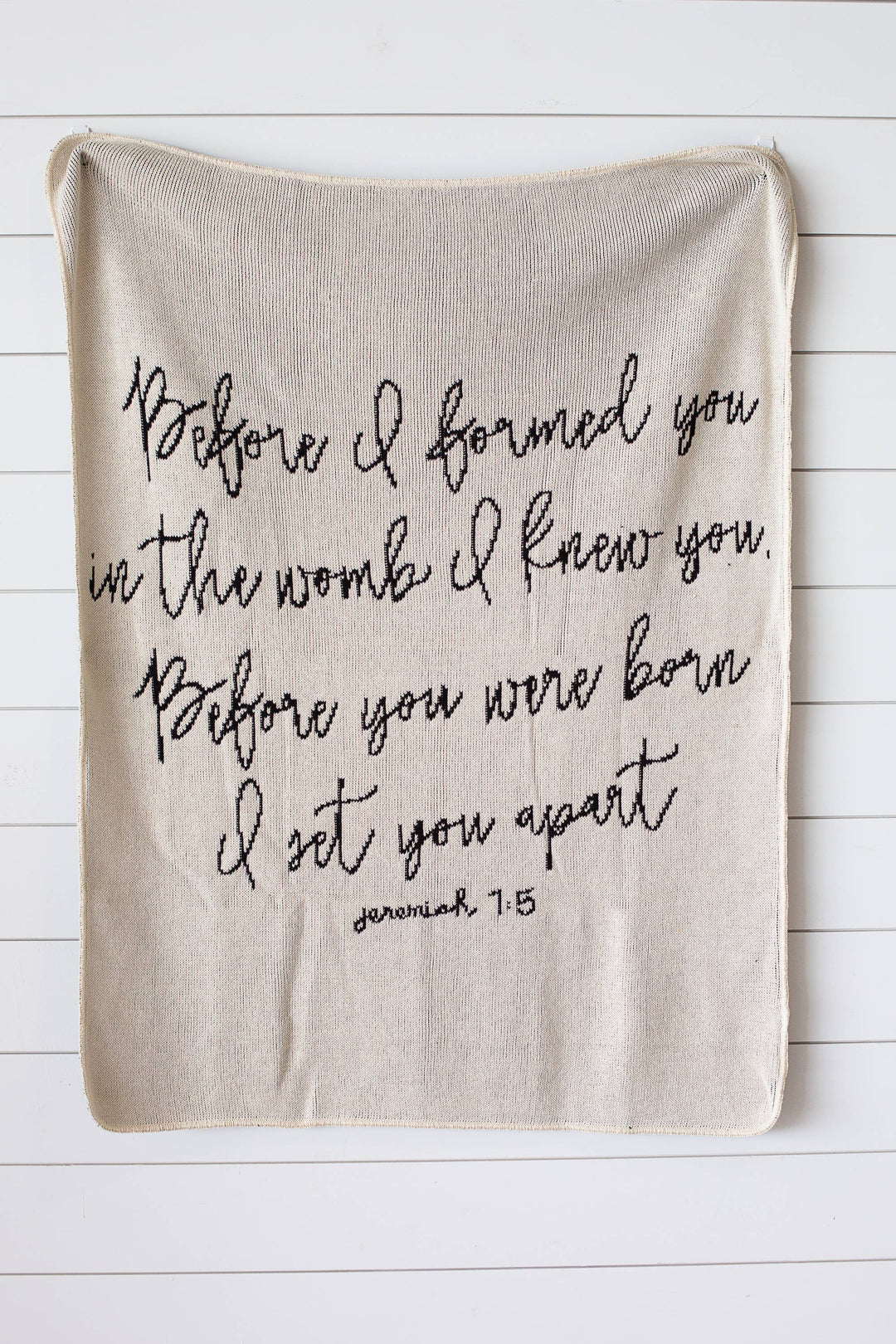 Modern Burlap - Made in the USA | Jeremiah 1:5 Throw Blanket  | Black